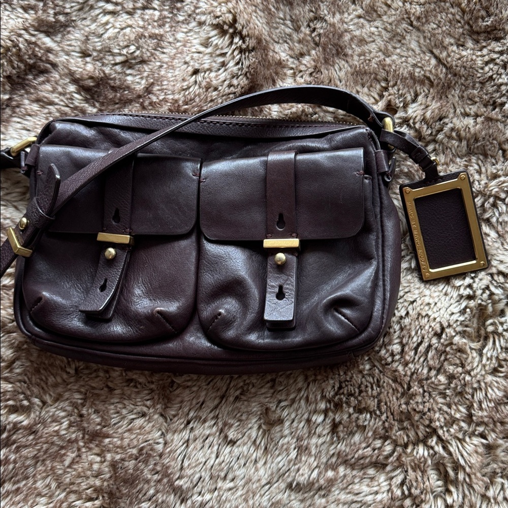 Leather Crossbody Messenger Bag in Dark Brown - Marc by Marc Jacob’s